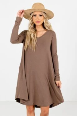 Chase Your Dreams Brown Mini Dress -Outlet Bella Ella Boutique Store Chase Your Dreams Brown Dress Full Front2 5000x