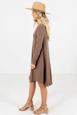 Chase Your Dreams Brown Mini Dress -Outlet Bella Ella Boutique Store Chase Your Dreams Brown Dress Side 5000x