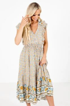 Create Your Sunshine White Floral Midi Dress