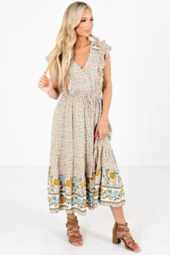 Create Your Sunshine White Floral Midi Dress 12 Create Your Sunshine White Floral Midi Dress -Outlet Bella Ella Boutique Store Create Your Sunshine White Dress Front 5000x