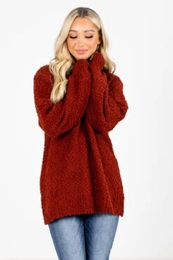 Don't Mention It Popcorn Knit Sweater 32 Don't Mention It Popcorn Knit Sweater -Outlet Bella Ella Boutique Store Don t Mention It Rust Sweater Front 5000x