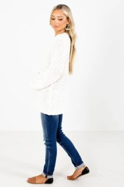 Don't Mention It Popcorn Knit Sweater 31 Don't Mention It Popcorn Knit Sweater -Outlet Bella Ella Boutique Store Don t Mention It White Sweater Side 5000x