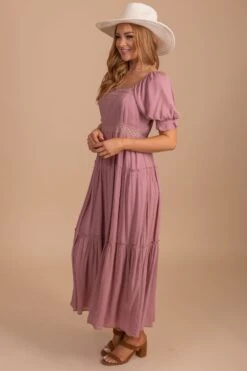 Effortlessly Sweet Puff Sleeve Maxi Dress - Pink