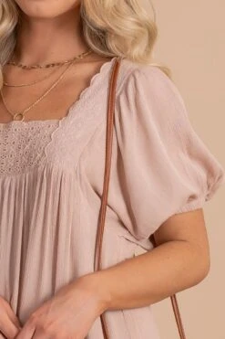 Favorite Fairytale Midi Dress - Light Brown 9 Favorite Fairytale Midi Dress - Light Brown -Outlet Bella Ella Boutique Store FavoriteFairytaleMidiDress LightBrowndetail 5000x