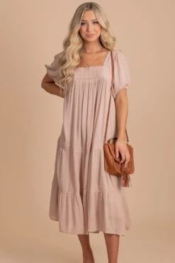 Favorite Fairytale Midi Dress - Light Brown