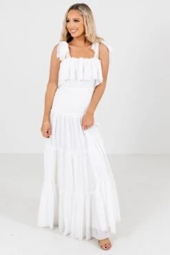 Feel The Romance White Maxi Dress -Outlet Bella Ella Boutique Store Feel the Romance White Dress Front 5000x