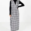 Fifth Avenue Gray Plaid Maxi Dress -Outlet Bella Ella Boutique Store Fifth Avenue Gray Dress Front 5000x