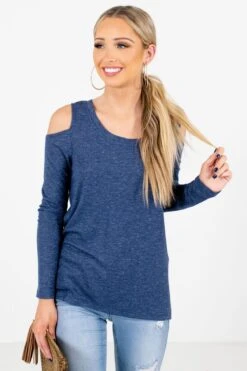 Fine By Me Blue Cold Shoulder Top
