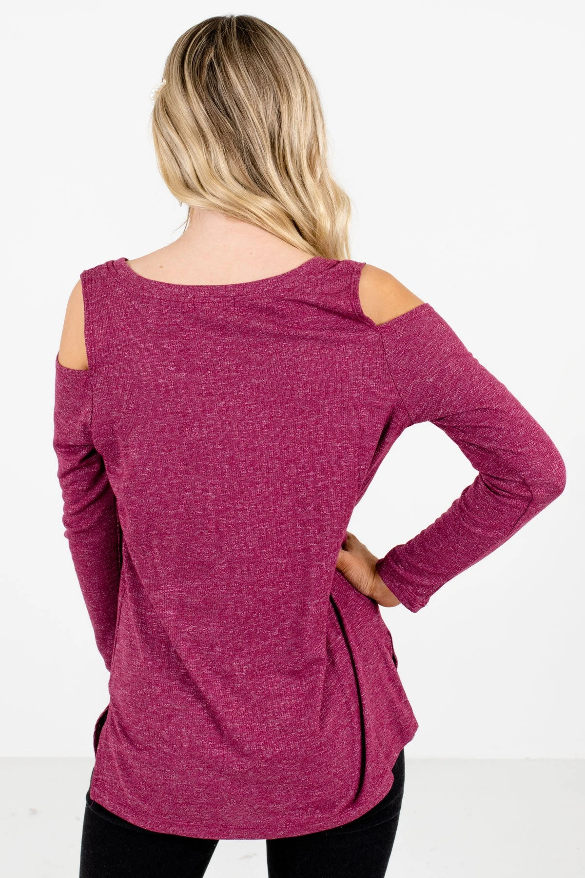 Fine By Me Berry Purple Cold Shoulder Top 4 Fine By Me Berry Purple Cold Shoulder Top - Image 2