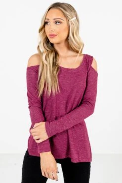 Fine By Me Berry Purple Cold Shoulder Top
