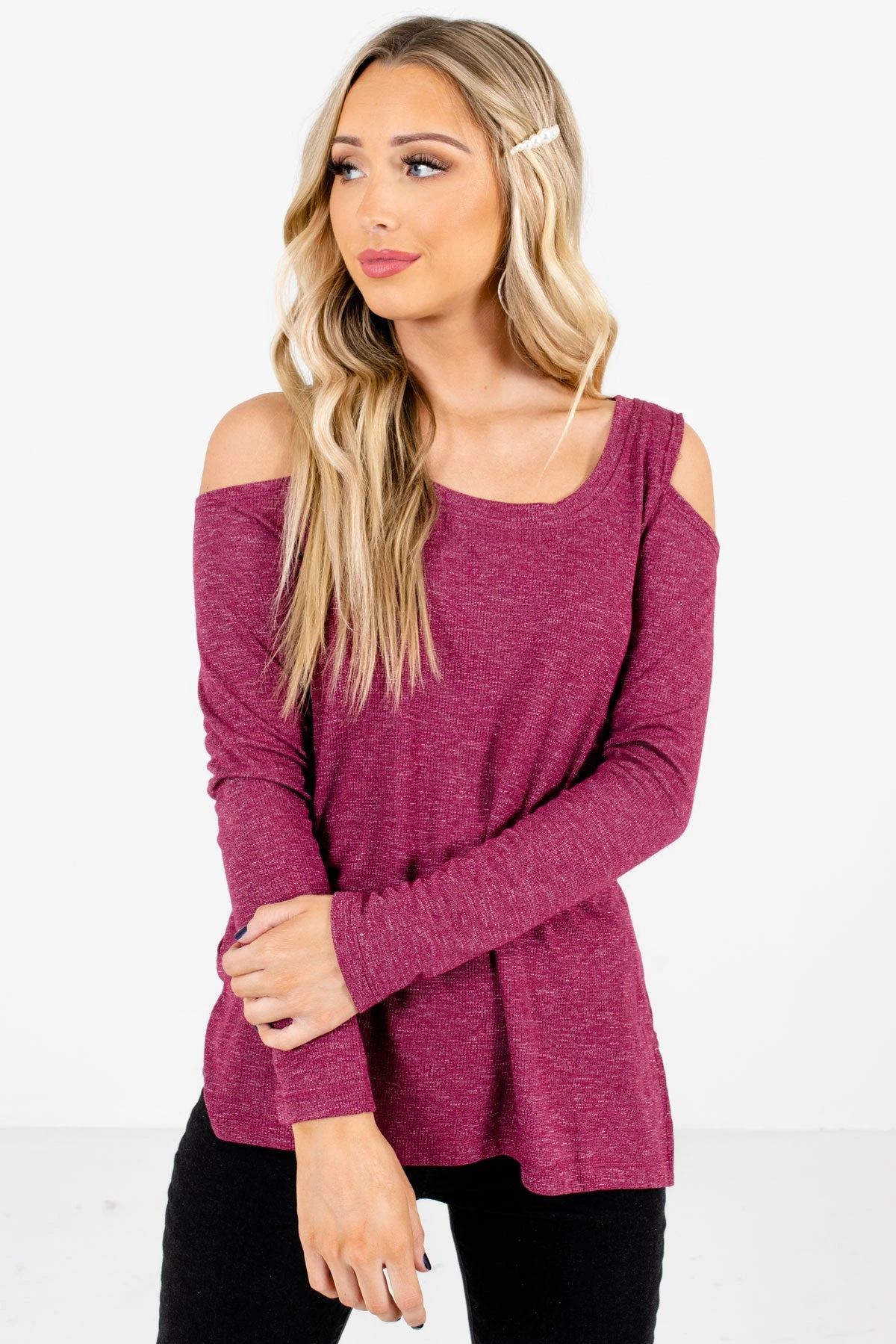 Fine By Me Berry Purple Cold Shoulder Top 3 Fine By Me Berry Purple Cold Shoulder Top