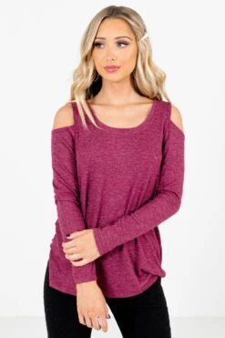 Fine By Me Berry Purple Cold Shoulder Top 15 Fine By Me Berry Purple Cold Shoulder Top -Outlet Bella Ella Boutique Store Fine By Me Purple Top Front 5000x