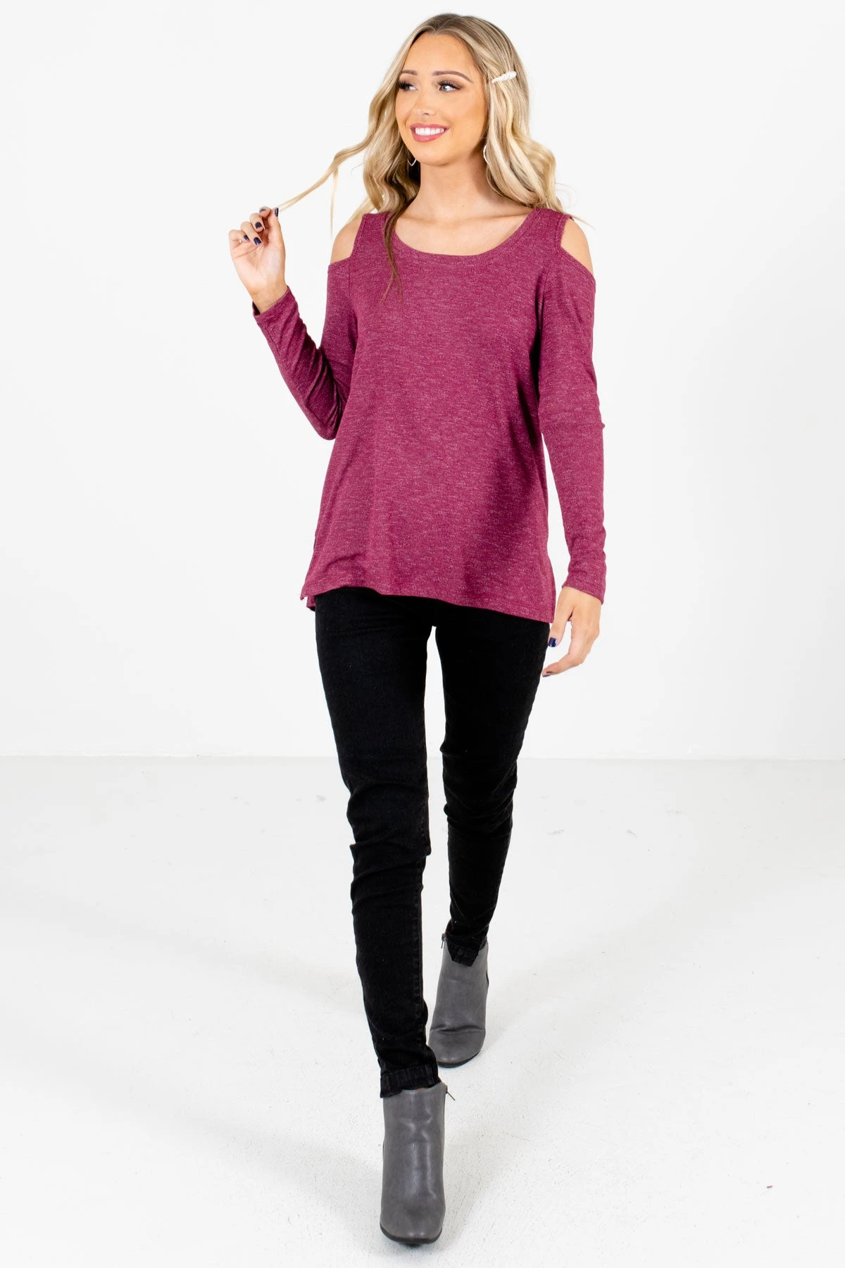 Fine By Me Berry Purple Cold Shoulder Top 9 Fine By Me Berry Purple Cold Shoulder Top - Image 7