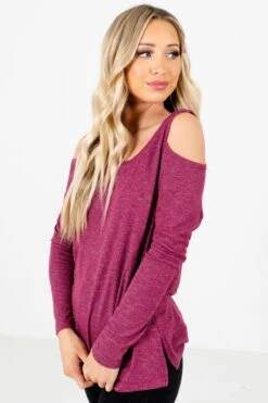Fine By Me Berry Purple Cold Shoulder Top 14 Fine By Me Berry Purple Cold Shoulder Top -Outlet Bella Ella Boutique Store Fine By Me Purple Top Side 5000x