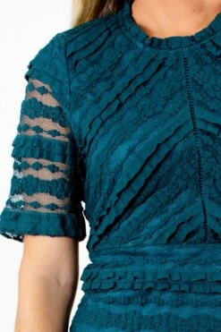 Fit For A Queen Knee-Length Dress -Outlet Bella Ella Boutique Store Fit For Queen Teal Dress Detail 5000x