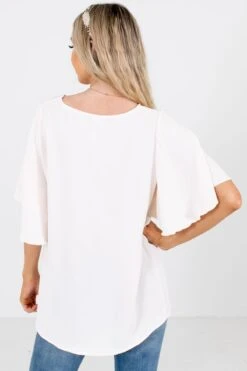 Focus On The Good Button Blouse -Outlet Bella Ella Boutique Store Focus on the Good White Blouse Back 5000x