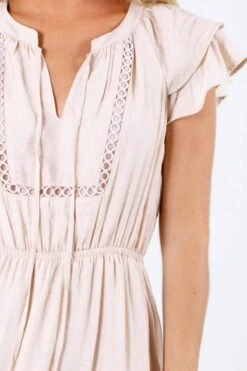 Folklore Beige Midi Dress -Outlet Bella Ella Boutique Store Folklore Beige Dress Detail 5000x