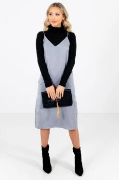 Girls Night Gray Satin Knee-Length Dress -Outlet Bella Ella Boutique Store Girls Night Gray Dress Full Front 52c9815a 4ce6 40ce 83d5 44c3ac8da30b 5000x