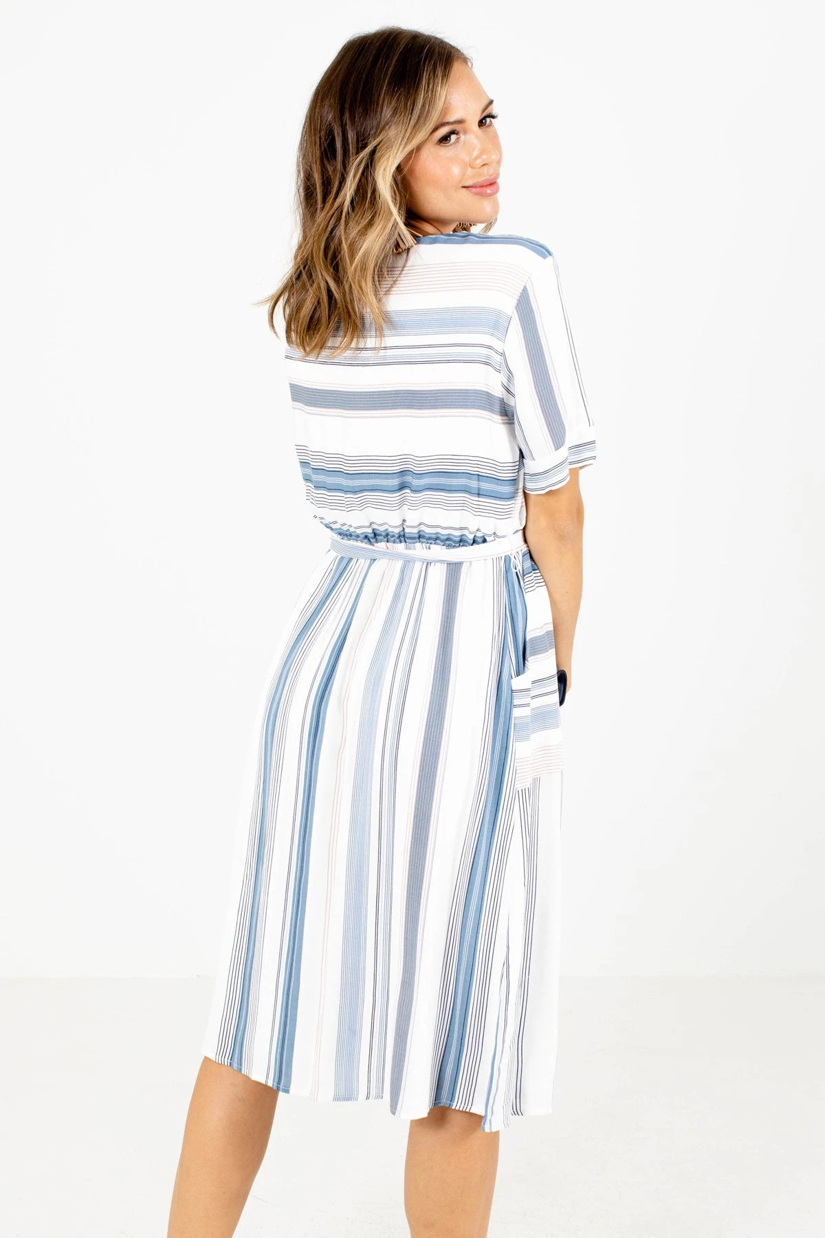 Going Nautical Blue Striped Knee-Length Dress 4 Going Nautical Blue Striped Knee-Length Dress - Image 2