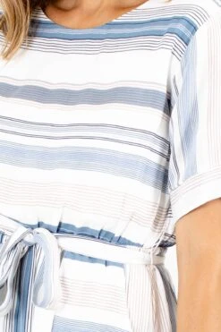 Going Nautical Blue Striped Knee-Length Dress 10 Going Nautical Blue Striped Knee-Length Dress -Outlet Bella Ella Boutique Store Going Nautical Blue Dress Detail 5000x