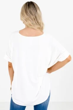 Going Steady Short Sleeve Blouse 35 Going Steady Short Sleeve Blouse -Outlet Bella Ella Boutique Store GoingSteadyBlouseWhiteBack 5000x