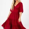 Gorgeous Girl Midi Dress -Outlet Bella Ella Boutique Store Gorgeous Girl Red Dress Front 5000x