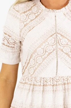 Have We Met Cream Knee-Length Dress 10 Have We Met Cream Knee-Length Dress -Outlet Bella Ella Boutique Store Have We Met Cream Dress Detail 5000x