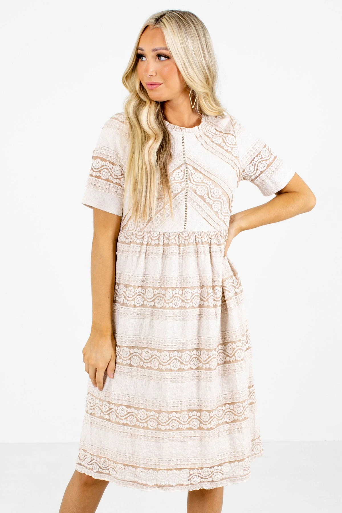 Have We Met Cream Knee-Length Dress 3 Have We Met Cream Knee-Length Dress