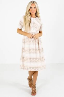 Have We Met Cream Knee-Length Dress 12 Have We Met Cream Knee-Length Dress -Outlet Bella Ella Boutique Store Have We Met Cream Dress Full Front2 5000x