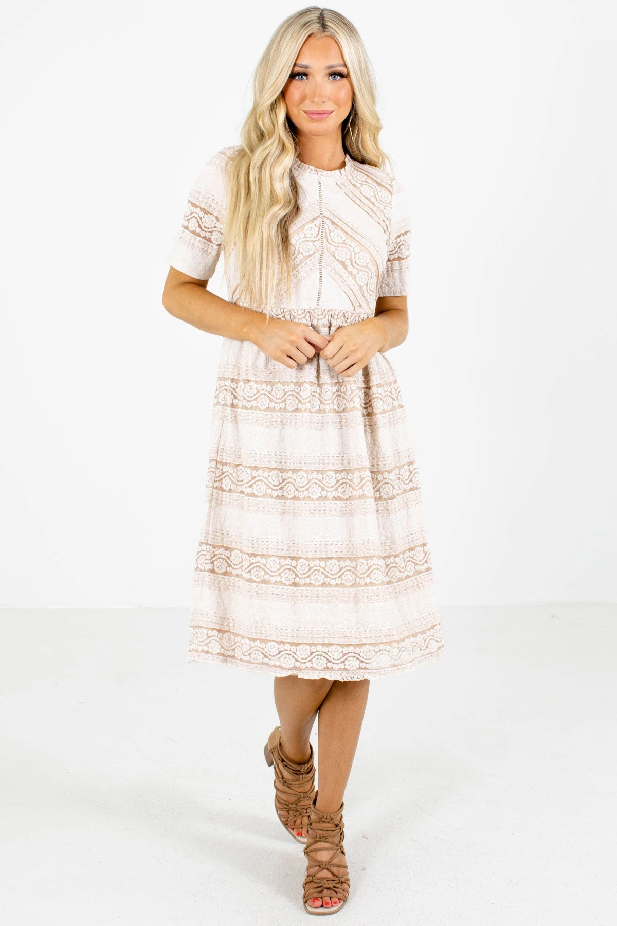 Have We Met Cream Knee-Length Dress 7 Have We Met Cream Knee-Length Dress - Image 5