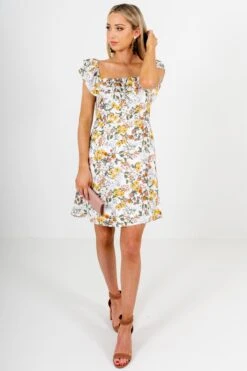 Honeysuckle White Floral Off-Shoulder Mini Dress -Outlet Bella Ella Boutique Store Honeysuckle White Floral Off Shoulder Mini Dress Full 1 5000x
