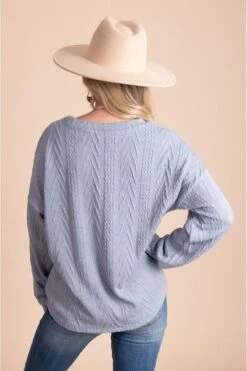 Just For You Textured Pullover Sweater 30 Just For You Textured Pullover Sweater -Outlet Bella Ella Boutique Store JustForYouTexturedPulloverSweaterblueback 5000x