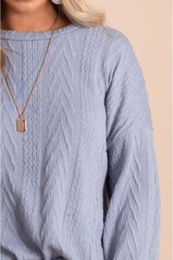 Just For You Textured Pullover Sweater 29 Just For You Textured Pullover Sweater -Outlet Bella Ella Boutique Store JustForYouTexturedPulloverSweaterbluecloseup 5000x