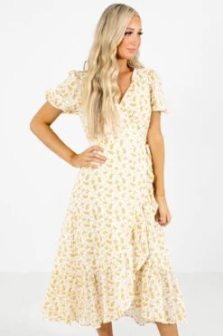 Keep Calm Honey Yellow Floral Midi Dress