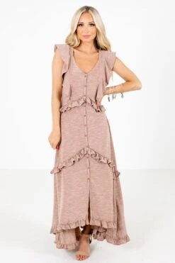 Kiss You Goodnight Brown Maxi Dress 13 Kiss You Goodnight Brown Maxi Dress -Outlet Bella Ella Boutique Store Kiss You Goodnight Brown Dress Front2 5000x