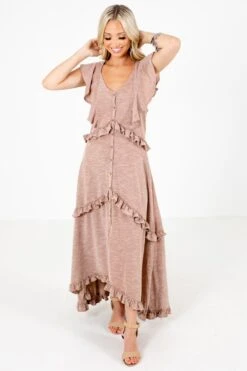 Kiss You Goodnight Brown Maxi Dress