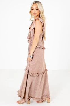 Kiss You Goodnight Brown Maxi Dress 12 Kiss You Goodnight Brown Maxi Dress -Outlet Bella Ella Boutique Store Kiss You Goodnight Brown Dress Side 5000x