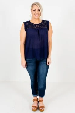 Laughter Is The Best Medicine Navy Lace Top -Outlet Bella Ella Boutique Store Laughter is the Best Medicine Navy Lace Top Full 5000x