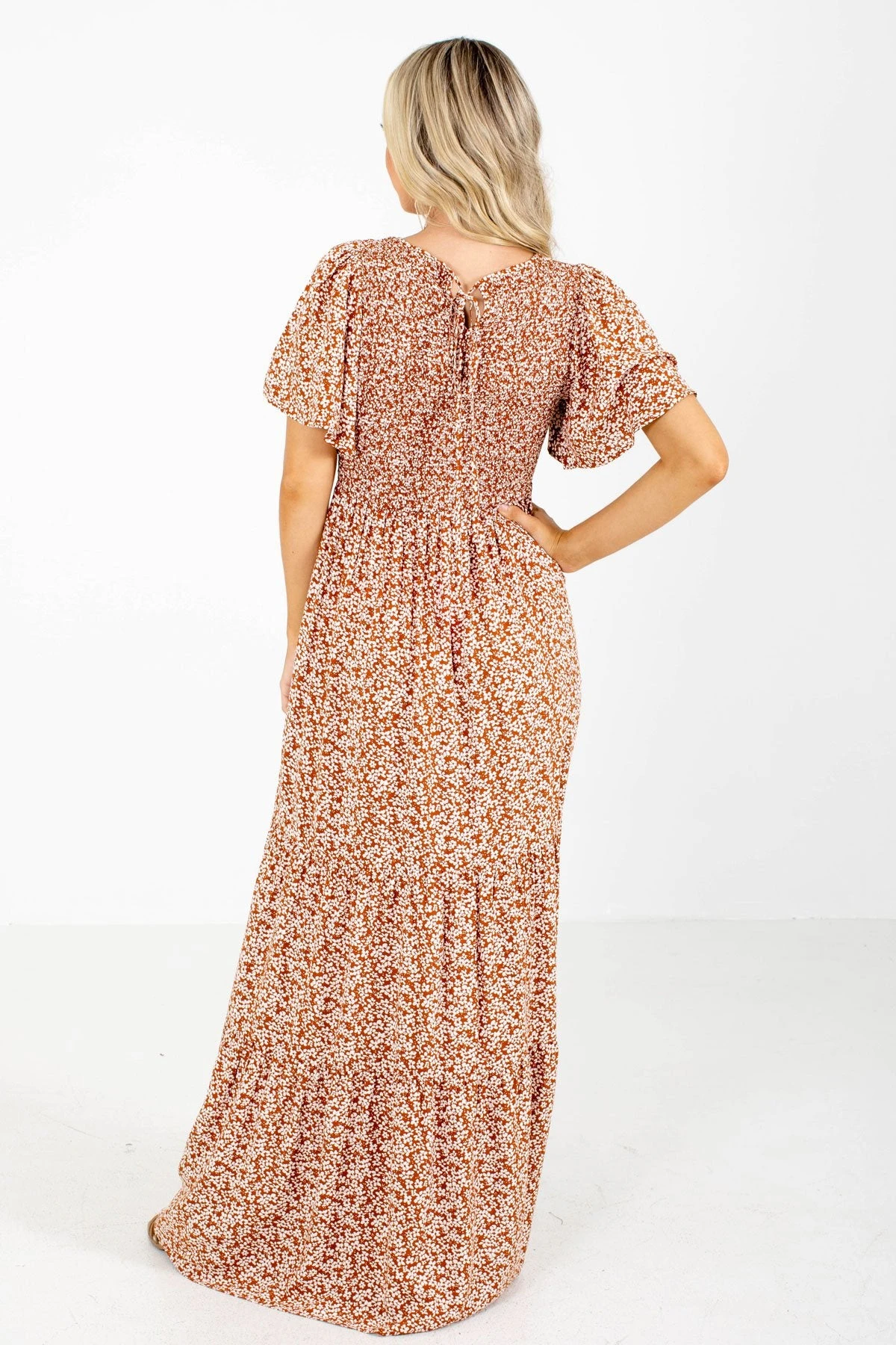 Leave Them Speechless Rust Floral Maxi Dress 4 Leave Them Speechless Rust Floral Maxi Dress - Image 2