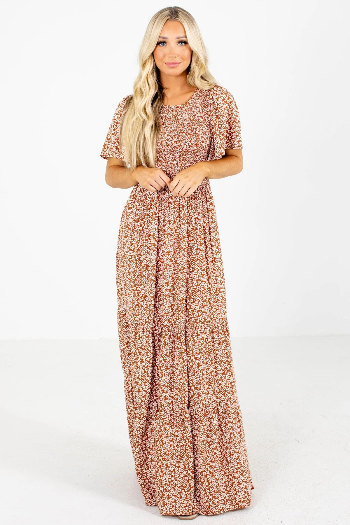 Leave Them Speechless Rust Floral Maxi Dress 3 Leave Them Speechless Rust Floral Maxi Dress
