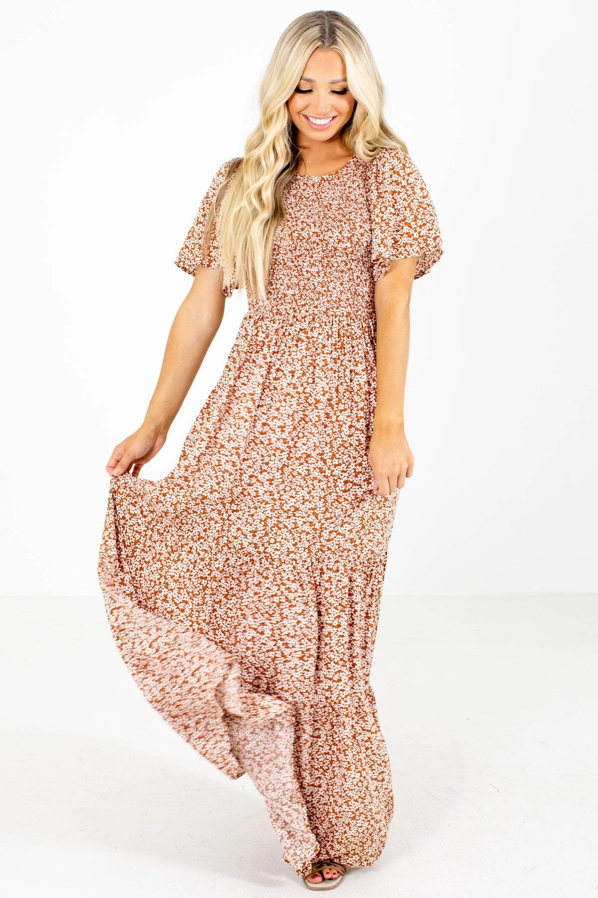 Leave Them Speechless Rust Floral Maxi Dress 6 Leave Them Speechless Rust Floral Maxi Dress - Image 4