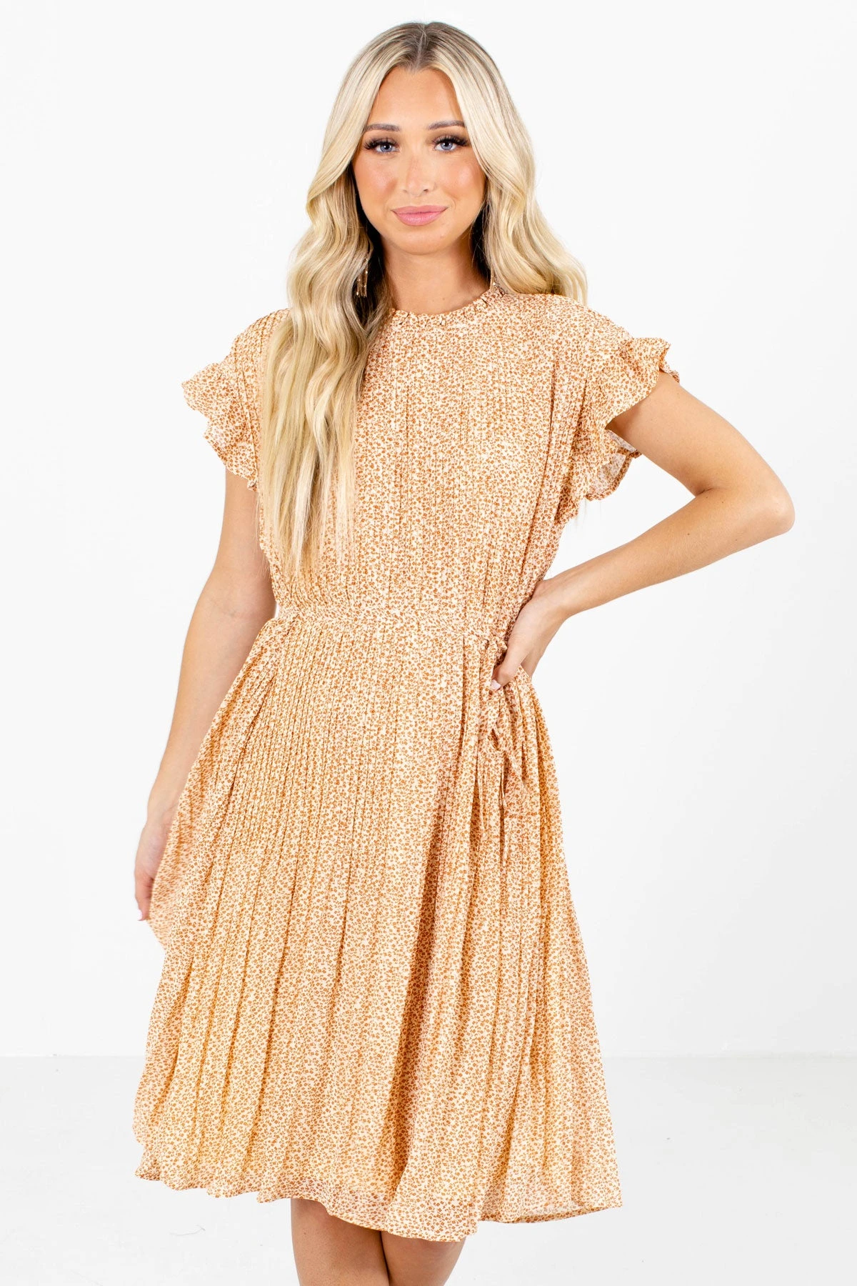 Letters Of Love Orange Floral Knee-Length Dress 3 Letters Of Love Orange Floral Knee-Length Dress