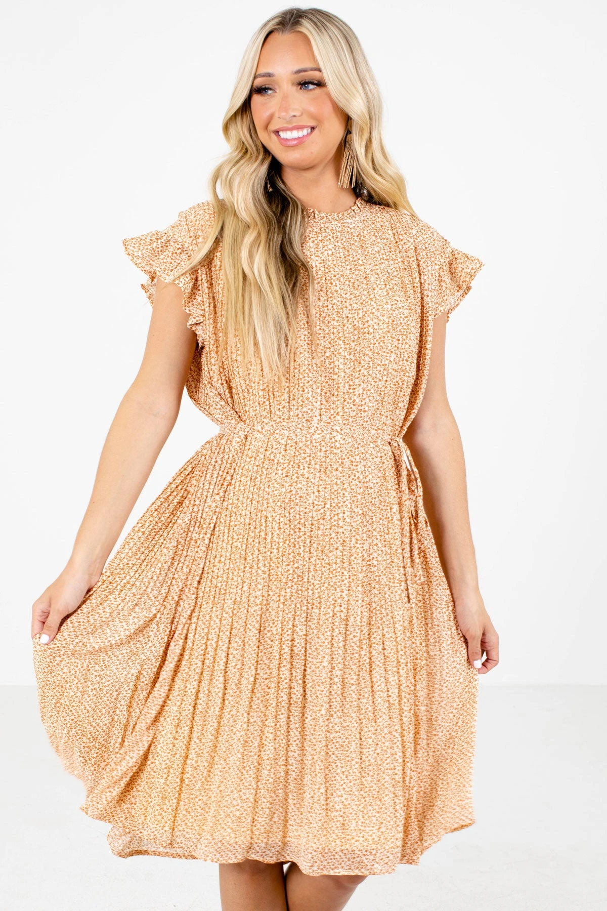 Letters Of Love Orange Floral Knee-Length Dress 9 Letters Of Love Orange Floral Knee-Length Dress - Image 7