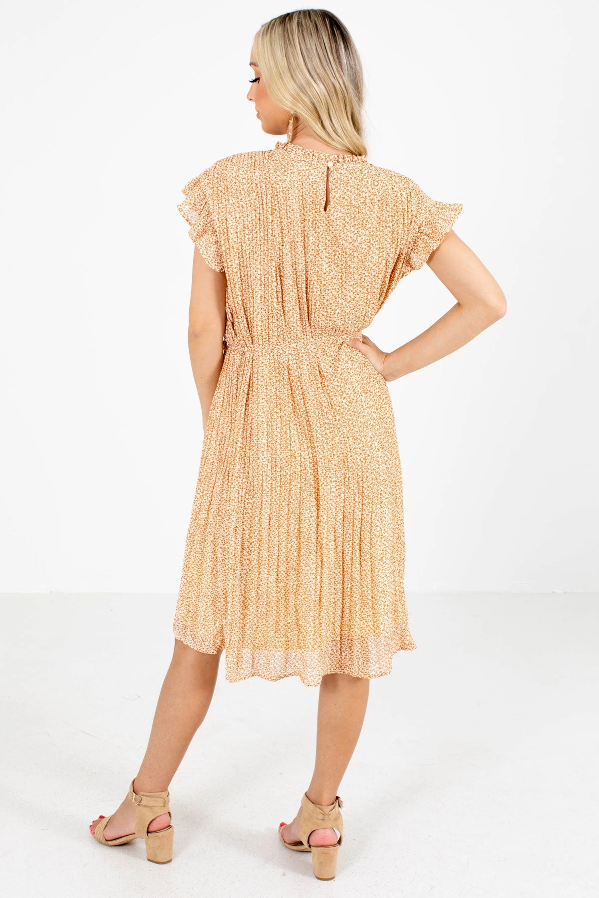 Letters Of Love Orange Floral Knee-Length Dress 4 Letters Of Love Orange Floral Knee-Length Dress - Image 2