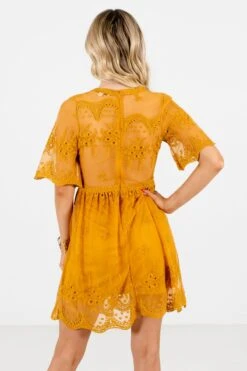 Light My Fire Mustard Lace Mini Dress 10 Light My Fire Mustard Lace Mini Dress -Outlet Bella Ella Boutique Store Light My Fire Mustard Dress Back 5000x