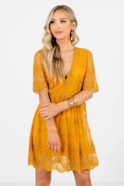 Light My Fire Mustard Lace Mini Dress 14 Light My Fire Mustard Lace Mini Dress -Outlet Bella Ella Boutique Store Light My Fire Mustard Dress Front3 5000x