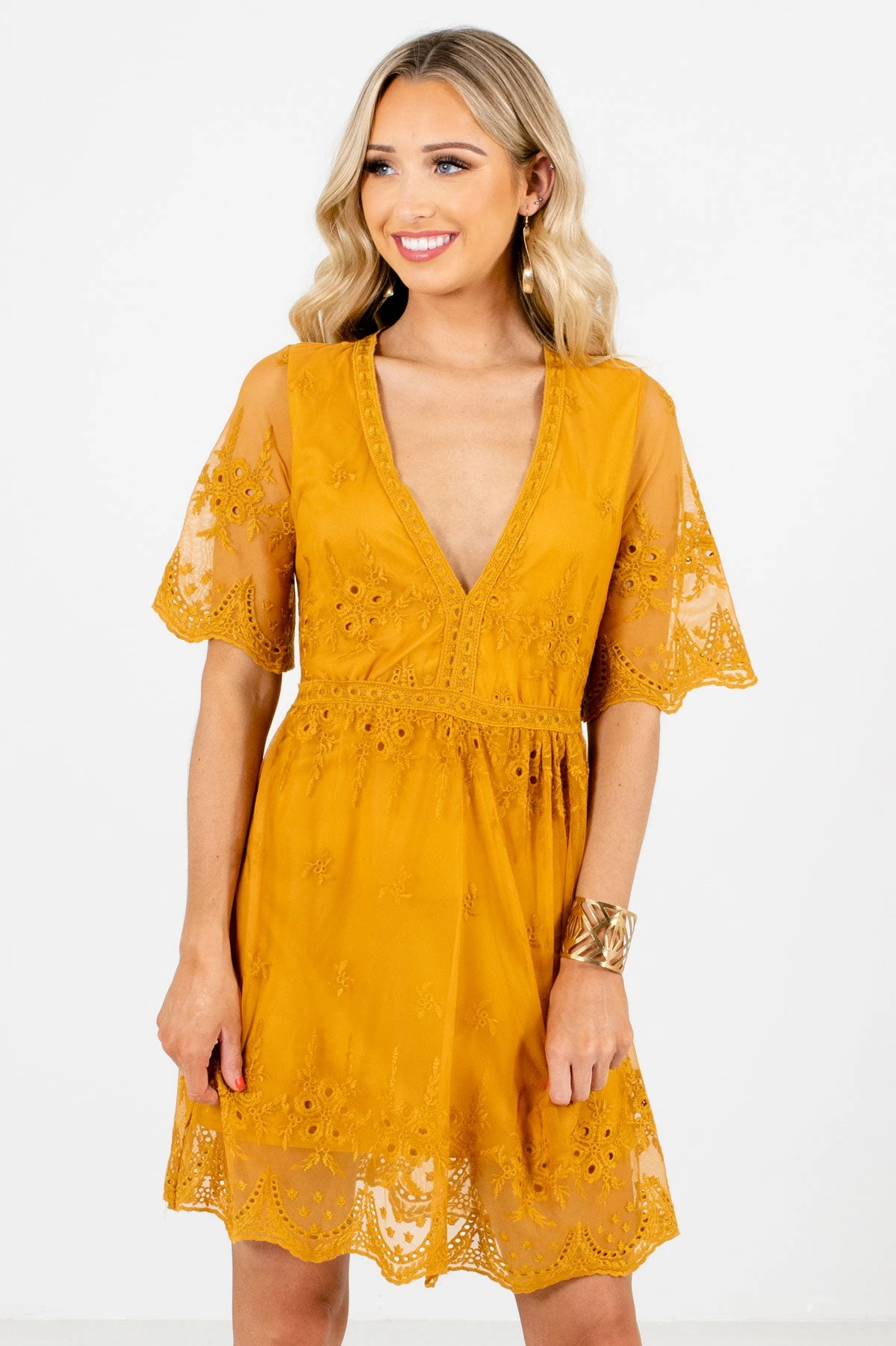 Light My Fire Mustard Lace Mini Dress 3 Light My Fire Mustard Lace Mini Dress