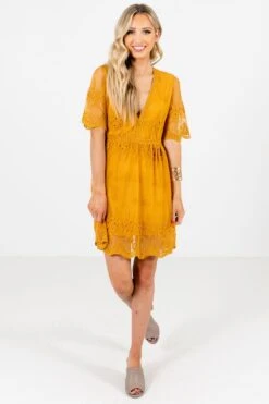 Light My Fire Mustard Lace Mini Dress 12 Light My Fire Mustard Lace Mini Dress -Outlet Bella Ella Boutique Store Light My Fire Mustard Dress Full Front2 5000x