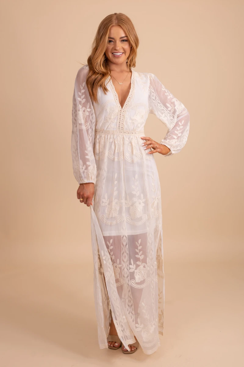 IRIS Light My Fire Cream Long Sleeve Maxi Dress 3 IRIS Light My Fire Cream Long Sleeve Maxi Dress