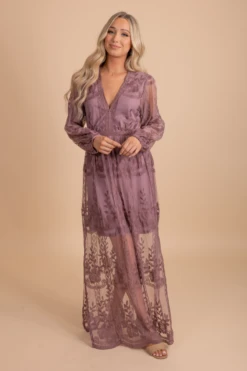 IRIS Light My Fire Mauve Long Sleeve Maxi Dress -Outlet Bella Ella Boutique Store LightMyFireMauveLongSleeveMaxiDressfront2 5000x
